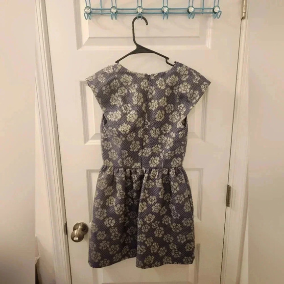 French Connection Size 2 Purple Checkered Floral V Neck Mini Dress #Z567 - Picture 3 of 5